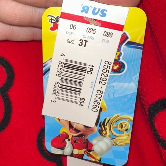 NWT Disney Junior Mickey Mouse Red Hooded Ears Toddler Kids Robe Size 3T - Picture 4 of 12